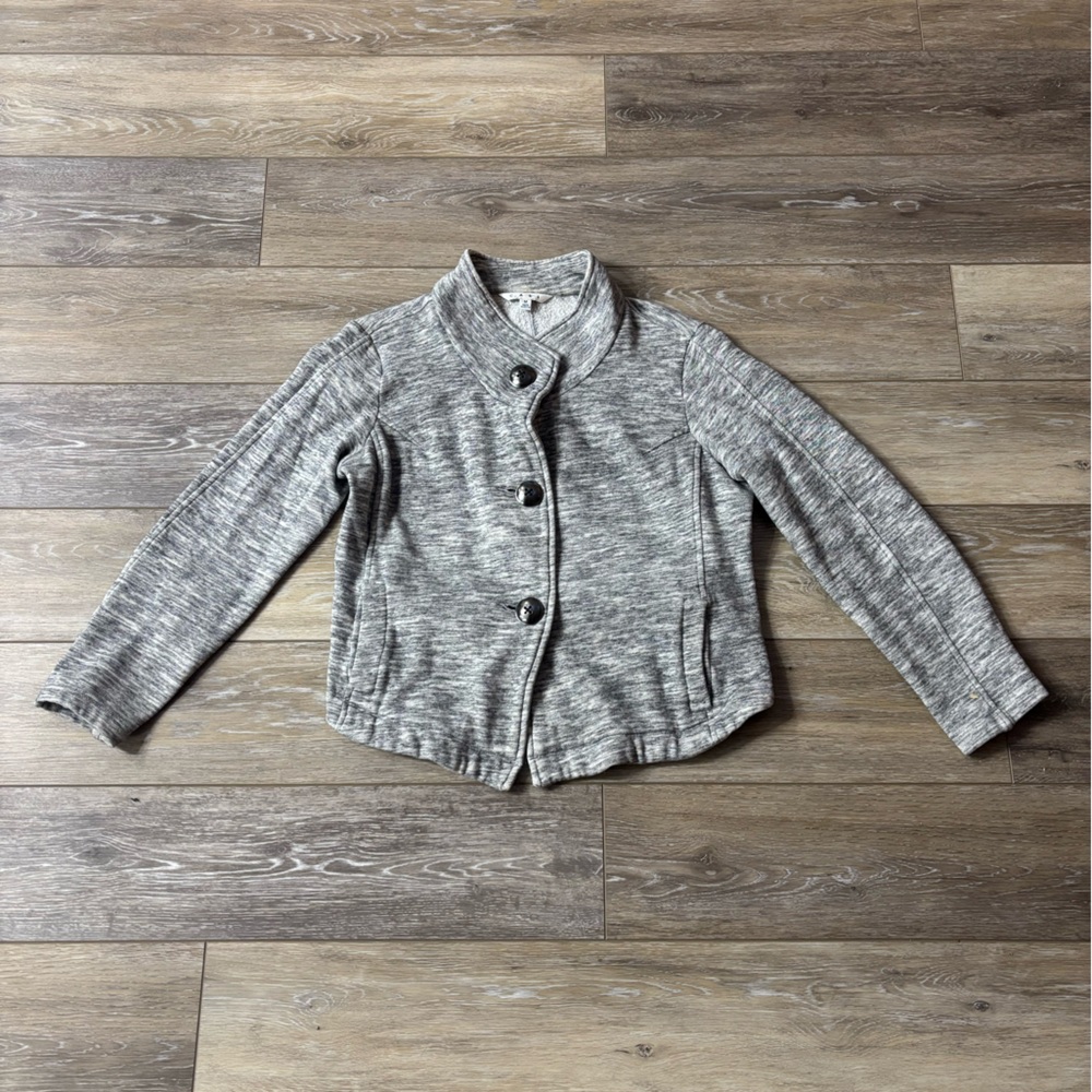 CAbi Hourglass Jacket Sz M Gray Space Dye Button Crop Lagenlook Y2K Office